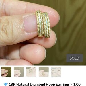 💎 18K Natural Diamond Hoop Earrings – 1.00 Carat Total (0.50ct Each)